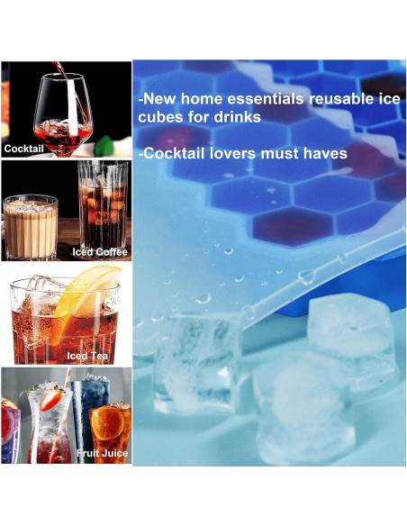 Bandeja de Hielo de Silicona BIDFUL 37 Rejillas Azul