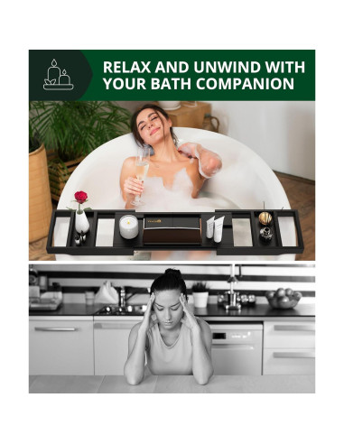 Bandeja de Baño Plegable Royal Craft Wood de Bambú Negro