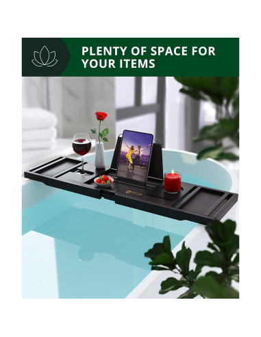 Bandeja de Baño Plegable Royal Craft Wood de Bambú Negro