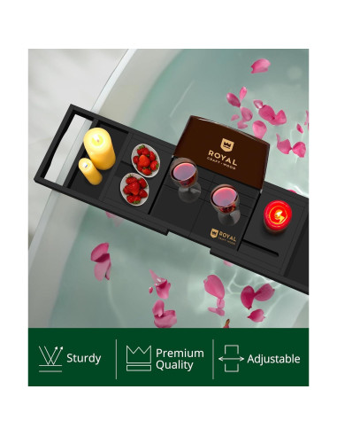 Bandeja de Baño Plegable Royal Craft Wood de Bambú Negro