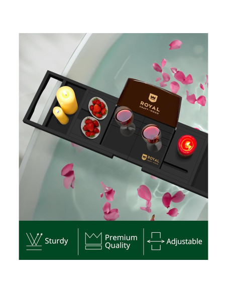 Bandeja de Baño Plegable Royal Craft Wood de Bambú Negro