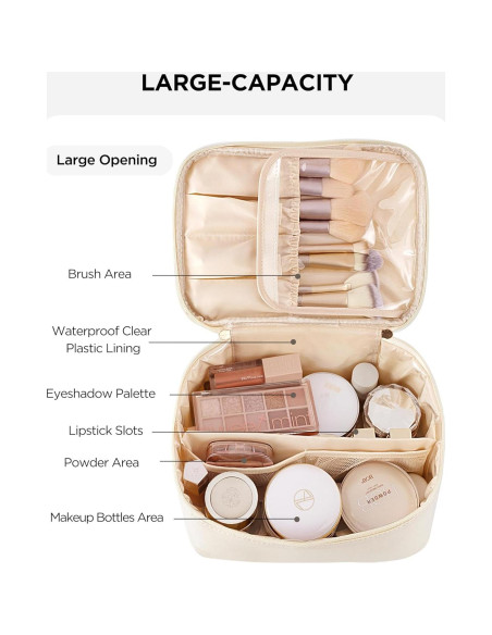 Bolsa de Maquillaje de Viaje HBlife Grande Beige Organizador