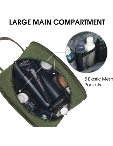 Bolsa de Aseo de Viaje WANDF Verde Resistente al Agua 24.9x13x16cm