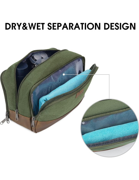 Bolsa de Aseo de Viaje WANDF Verde Resistente al Agua 24.9x13x16cm
