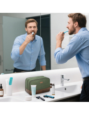 Bolsa de Aseo de Viaje WANDF Verde Resistente al Agua 24.9x13x16cm