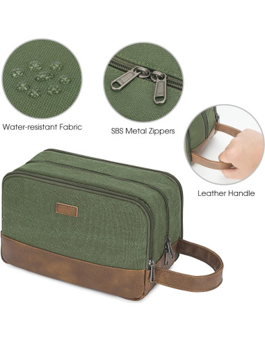 Bolsa de Aseo de Viaje WANDF Verde Resistente al Agua 24.9x13x16cm