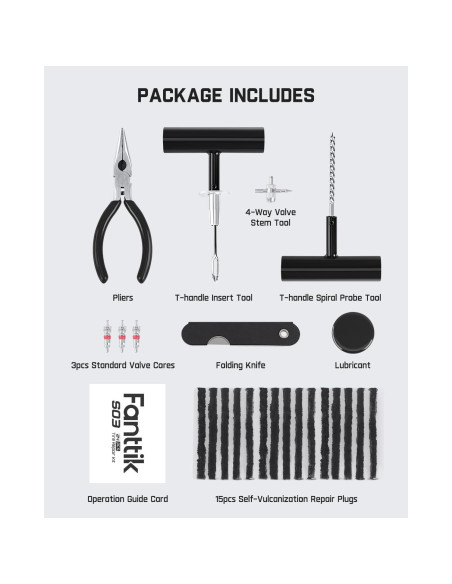 Kit de Reparación de Neumáticos Fanttik 24 Piezas Universal