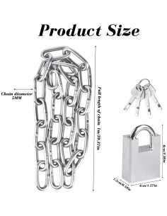 Cadena de Seguridad de Acero Inoxidable QBXMY7 1m con Candado Anticorte 2