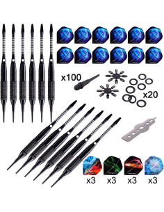 Juego de Dardos WIN.MAX Punta Plástica 12 Piezas 18g con 100 Puntas 2