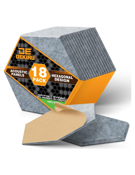 Paneles Acústicos Insonorizantes DEKIRU 18 Pack 30.4x25.4cm Gris