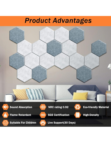 Paneles Acústicos Insonorizantes DEKIRU 18 Pack 30.4x25.4cm Gris