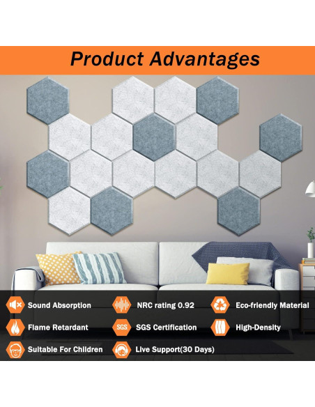 Paneles Acústicos Insonorizantes DEKIRU 18 Pack 30.4x25.4cm Gris