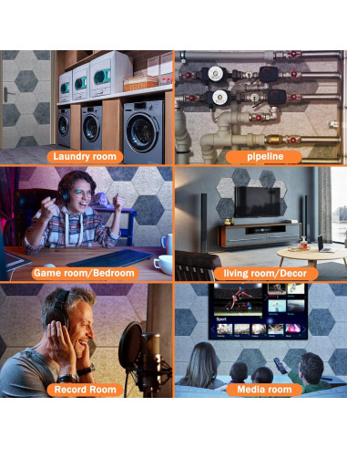 Paneles Acústicos Insonorizantes DEKIRU 18 Pack 30.4x25.4cm Gris