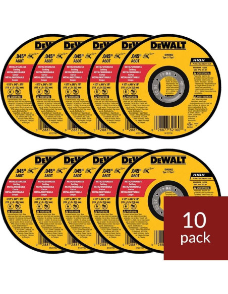 Ruedas de Corte DeWalt DW8062 11,43 cm Paquete de 10