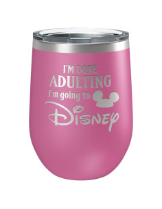 Taza de Vino Aislada Rosa 12 oz Laser Etchpressions