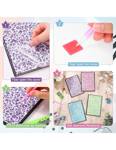 Kit de Cuadernos de Pintura de Diamante Mooliwe 4 Pcs A5