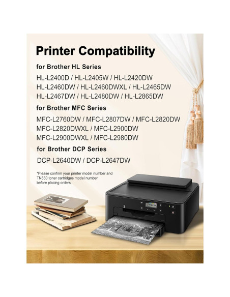 Cartucho de Tóner Miss Deer TN830XL Negro 4 Pack Compatible Brother