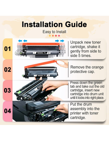 Cartucho de Tóner Miss Deer TN830XL Negro 4 Pack Compatible Brother