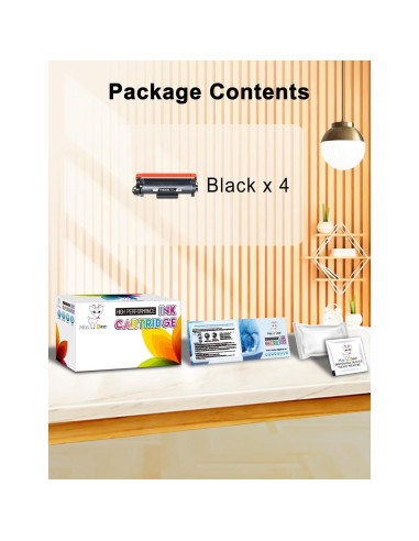 Cartucho de Tóner Miss Deer TN830XL Negro 4 Pack Compatible Brother