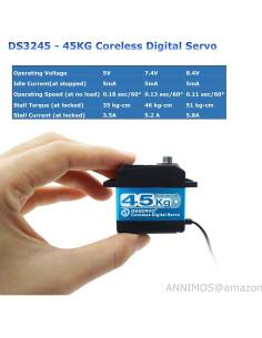 Servo de Dirección RC ANNIMOS 45KG 180 a Prueba de Agua 2