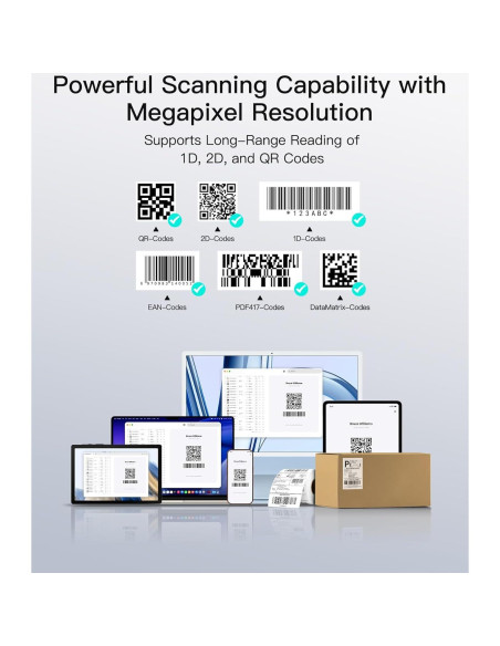 Escáner de Código de Barras 2D Inateck N6022-BK Bluetooth 5.3