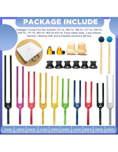 Juego de Diapasones Solfeggio Multicolor - 10 Frecuencias 2