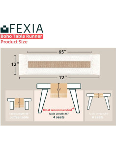 Caminito de Mesa Boho FEXIA 72 Pulgadas Macramé Yute Marrón 2