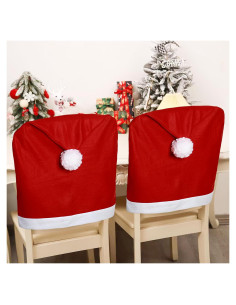 Cubiertas de Silla de Navidad AIZAL 4 Piezas Sombrero Rojo