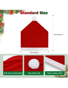 Cubiertas de Silla de Navidad AIZAL 4 Piezas Sombrero Rojo 2