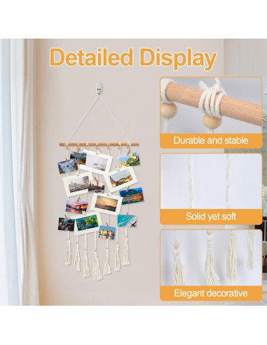 Exhibición de Fotos Colgante DIBALIYI 68x40 cm Boho 35 Clips