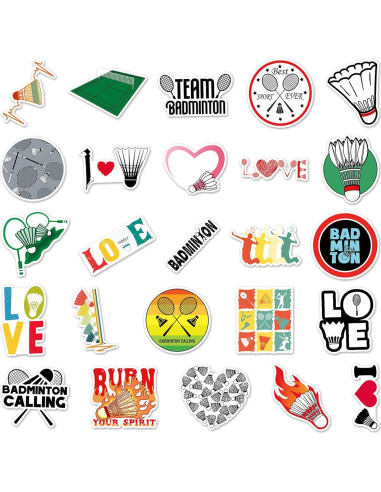 Calcomanías de Bádminton Aiwuding - 50 Piezas Vinilo Impermeable