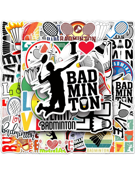 Calcomanías de Bádminton Aiwuding - 50 Piezas Vinilo Impermeable