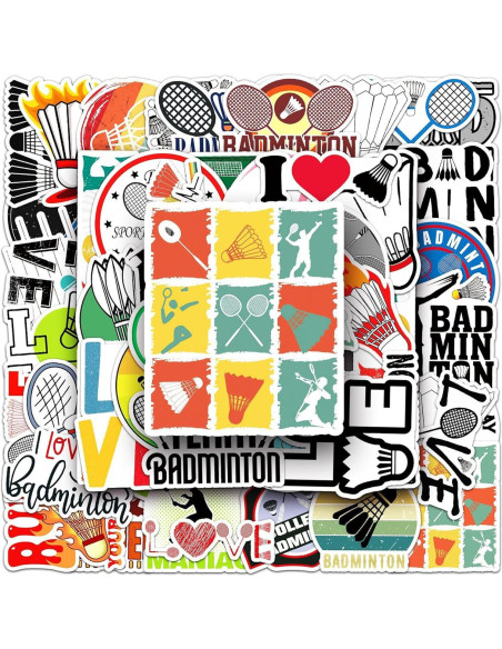 Calcomanías de Bádminton Aiwuding - 50 Piezas Vinilo Impermeable