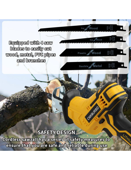 Sierra Recíproca Inalámbrica CNKMJRBD 20V 3000 SPM 4 Hojas