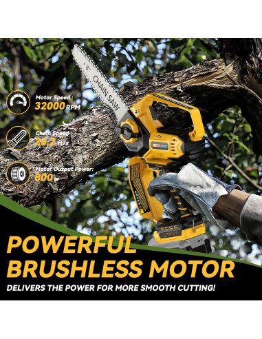 Mini Motosierra Eléctrica DEMIMA 20V 2-en-1 800W Poda