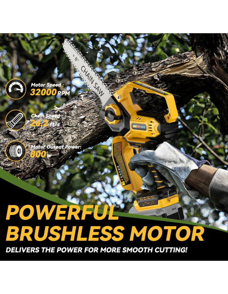 Mini Motosierra Eléctrica DEMIMA 20V 2-en-1 800W Poda