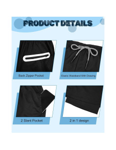 Pantalones Cortos de Gimnasio Sureio 2 en 1 Secado Rápido 3 Pcs 2