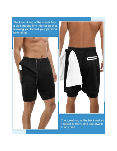 Pantalones Cortos de Gimnasio Sureio 2 en 1 Secado Rápido 3 Pcs