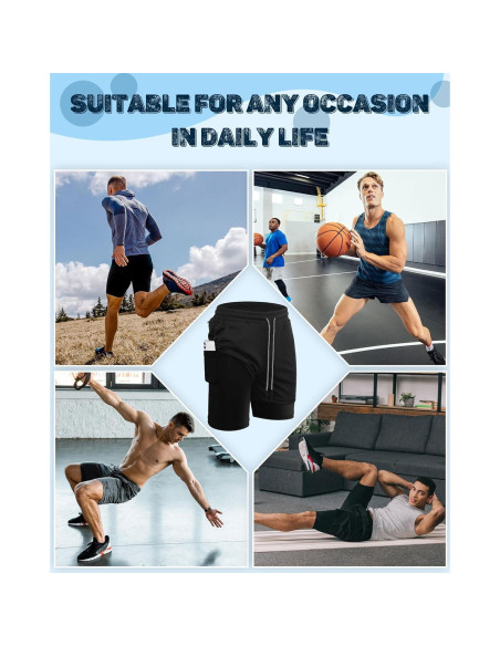 Pantalones Cortos de Gimnasio Sureio 2 en 1 Secado Rápido 3 Pcs