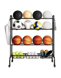 Soporte de Almacenamiento para Pelotas INGIORDAR 4 Niveles Negro
