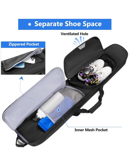 Bolsa de Lacrosse DSLEAF para 2 Palos y Zapatos Acolchada