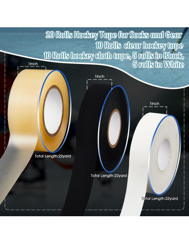 Cinta de Tela Adhesiva Meooeck para Hockey 20 Rollos 2.54cm