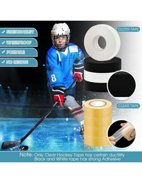 Cinta de Tela Adhesiva Meooeck para Hockey 20 Rollos 2.54cm