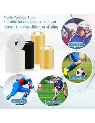 Cinta de Tela Adhesiva Meooeck para Hockey 20 Rollos 2.54cm