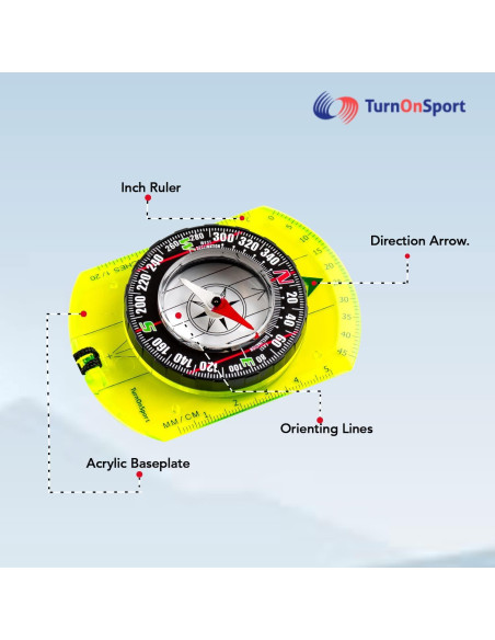 Brújula de Orientación TurnOnSport - Base Acrílica 360