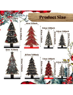 Conjunto 8 Piezas Decoración Árboles de Navidad Moucuny Madera 2