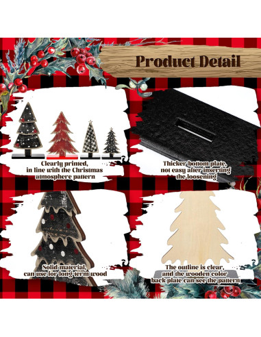 Conjunto 8 Piezas Decoración Árboles de Navidad Moucuny Madera