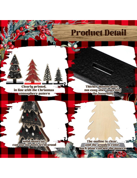 Conjunto 8 Piezas Decoración Árboles de Navidad Moucuny Madera