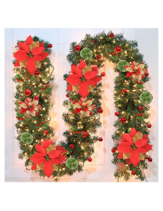 Guirnalda de Navidad Pre-iluminada 2.74m Timiyou con LED