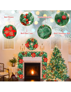 Guirnalda de Navidad Pre-iluminada 2.74m Timiyou con LED 2